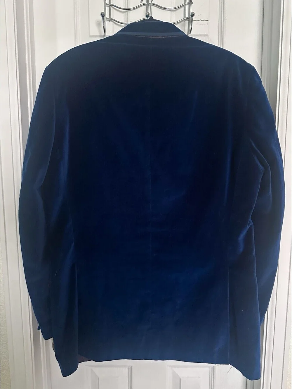 Van Heusen Studio Royal Blue Velvet Blazer Jacket Men's 42L Cotton Sport Coat
